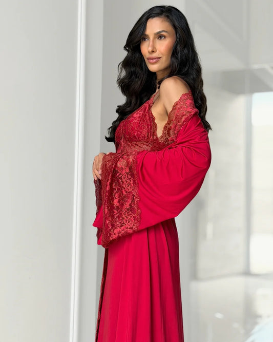 Conjunto Guerlain L'Or Camisola Longa + Robe + Calcinha | Última unidade