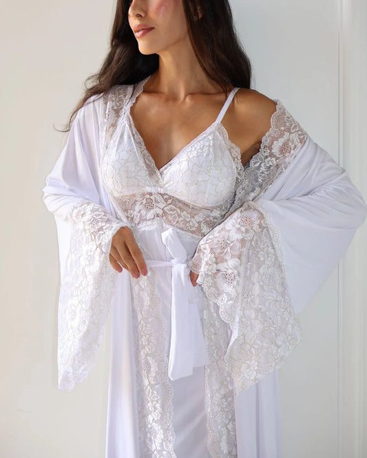 Conjunto La.Marquise D’Or Camisola Longa + Robe + Calcinha | Últimas unidades